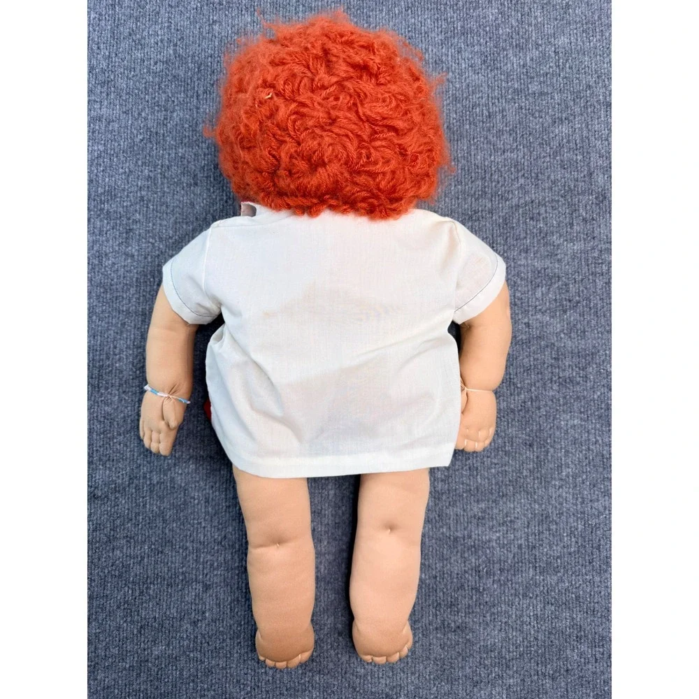 Vintage Handmade Soft Sculpture Cloth Doll Red Yarn Hair USA Shirt 21